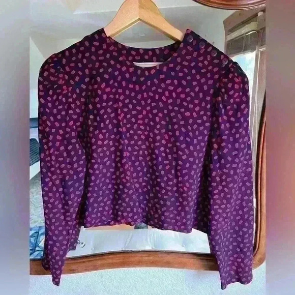 Dennis Goldsmith Tops - Awesome 80’s style padded shoulder cropped waist blouse - Sz 10